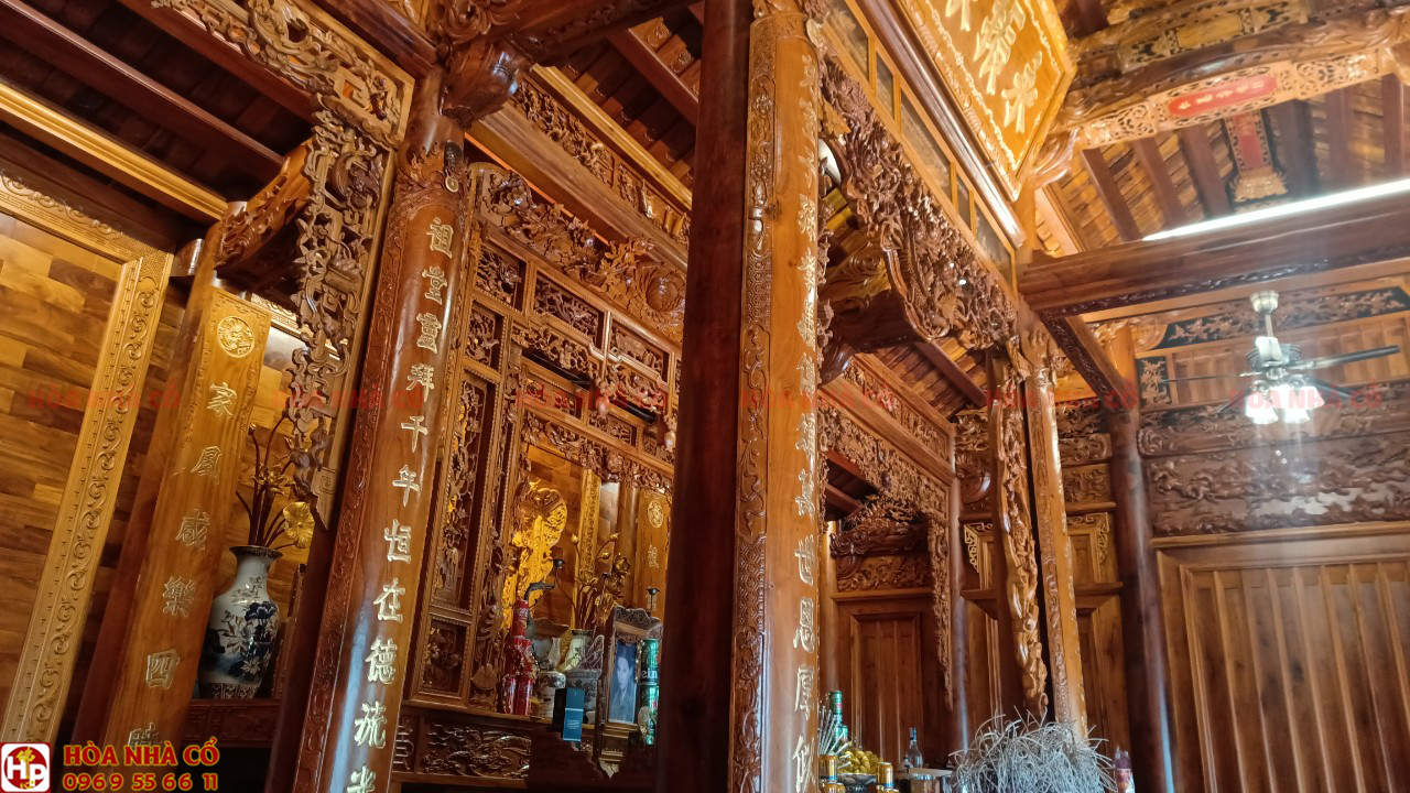 Nhà gỗ mít 5 gian kết hợp khuôn viên sân vườn